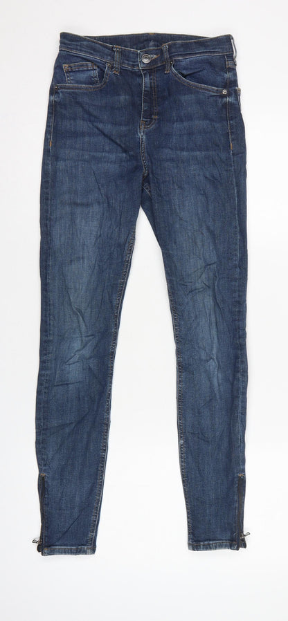 Topshop Moto Women’s Blue W28 L32 Skinny Stretch Jeans Ankle Zip