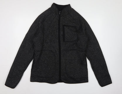 Marks and Spencer Men's Black Marl Fleece Jacket Small Full Zip