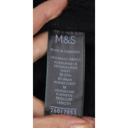 Marks and Spencer Men's Black Marl Fleece Jacket Small Full Zip