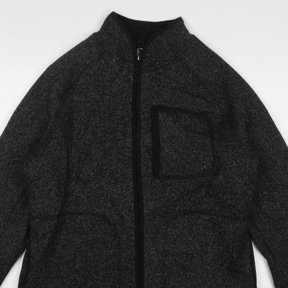 Marks and Spencer Men's Black Marl Fleece Jacket Small Full Zip