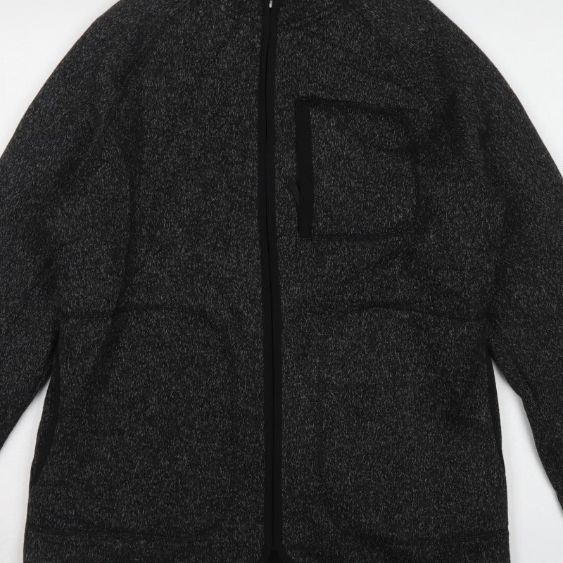 Marks and Spencer Men's Black Marl Fleece Jacket Small Full Zip