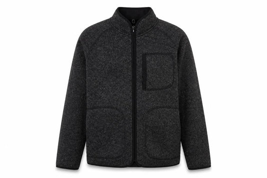 Front view of Marks and Spencer Men's Black Marl Fleece Jacket Small Full Zip