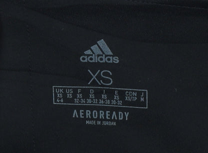 Adidas Women Black XS AEROREADY Side Stripe Skinny Leggings