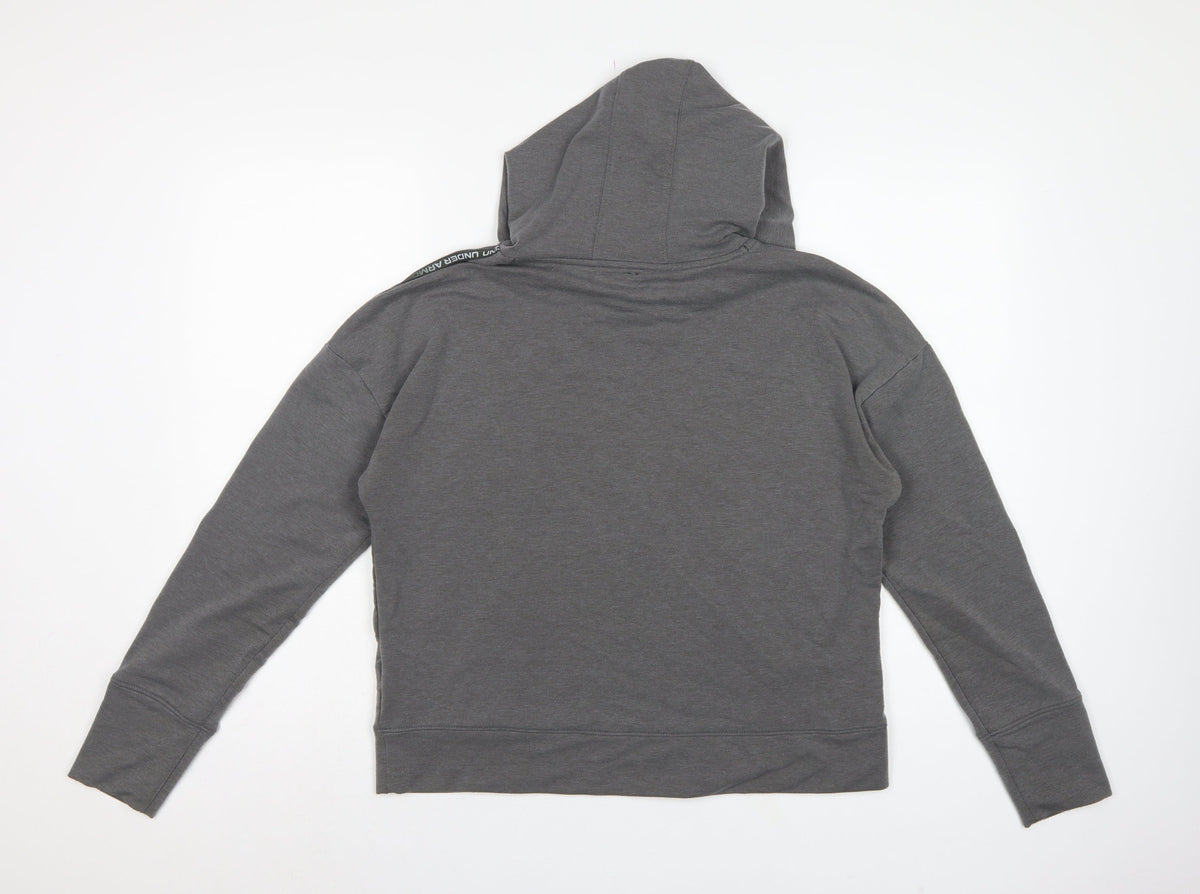 Under Armour Women's Grey M Loose Fit Logo Hoodie Taped Sleeves