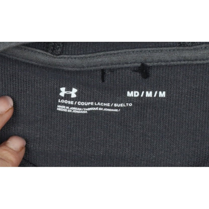 Under Armour Women's Grey M Loose Fit Logo Hoodie Taped Sleeves