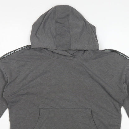 Under Armour Women's Grey M Loose Fit Logo Hoodie Taped Sleeves