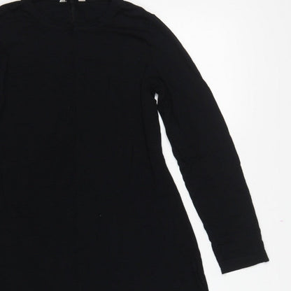 Marks and Spencer Women Black UK 12 Fit & Flare Midi Knit Dress