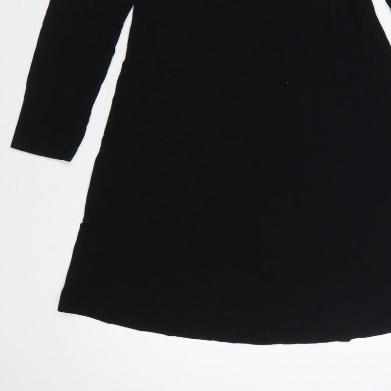 Marks and Spencer Women Black UK 12 Fit & Flare Midi Knit Dress