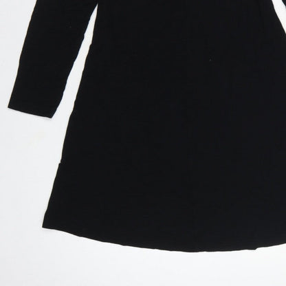 Marks and Spencer Women Black UK 12 Fit & Flare Midi Knit Dress