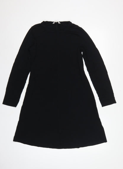 Marks and Spencer Women Black UK 12 Fit & Flare Midi Knit Dress