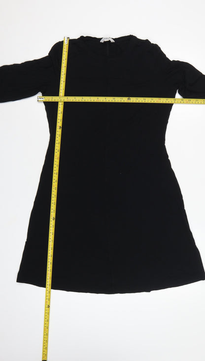 Marks and Spencer Women Black UK 12 Fit & Flare Midi Knit Dress