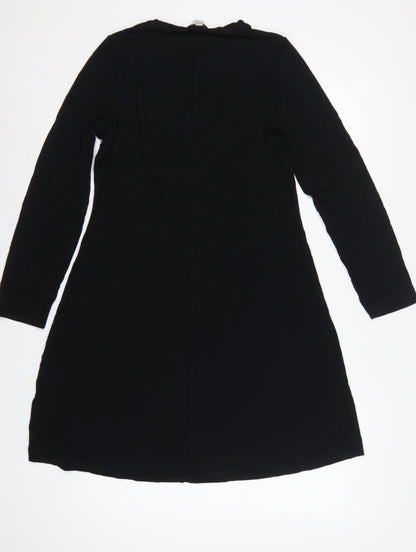 Marks and Spencer Women Black UK 12 Fit & Flare Midi Knit Dress