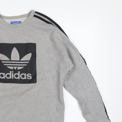 Adidas Men’s Grey XS Pullover Sweatshirt Trefoil Logo 3 Stripe