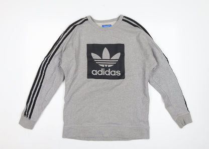 Adidas Men’s Grey XS Pullover Sweatshirt Trefoil Logo 3 Stripe