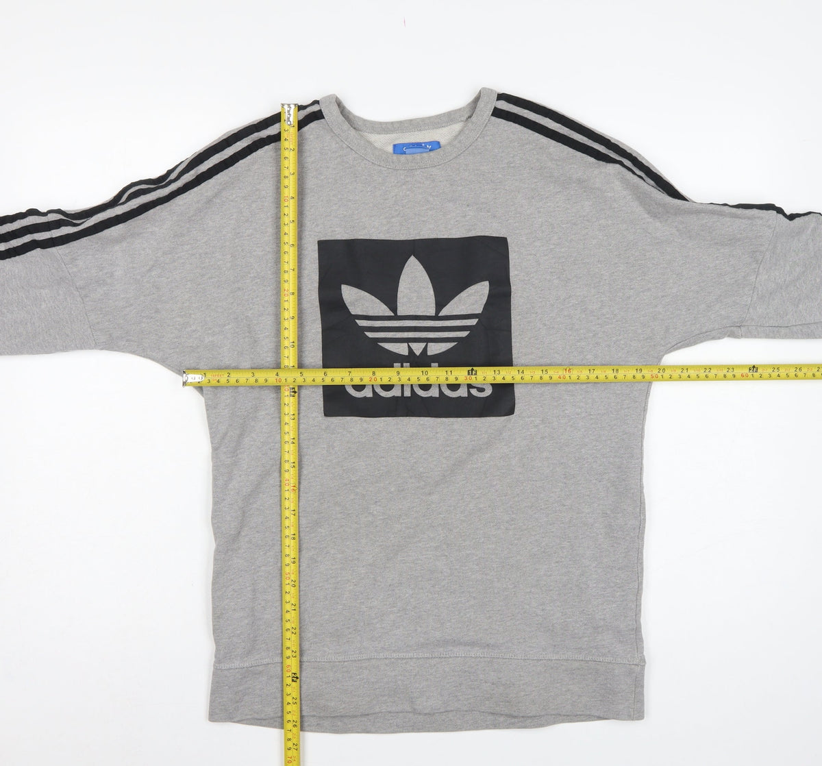 Adidas Men’s Grey XS Pullover Sweatshirt Trefoil Logo 3 Stripe
