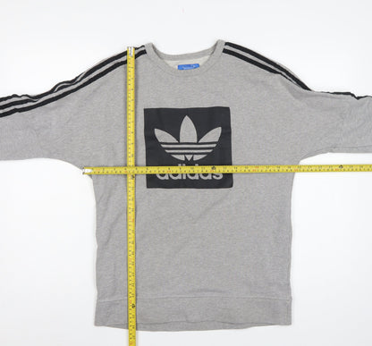 Adidas Men’s Grey XS Pullover Sweatshirt Trefoil Logo 3 Stripe