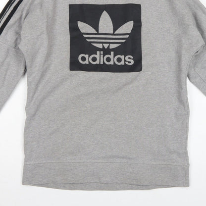 Adidas Men’s Grey XS Pullover Sweatshirt Trefoil Logo 3 Stripe