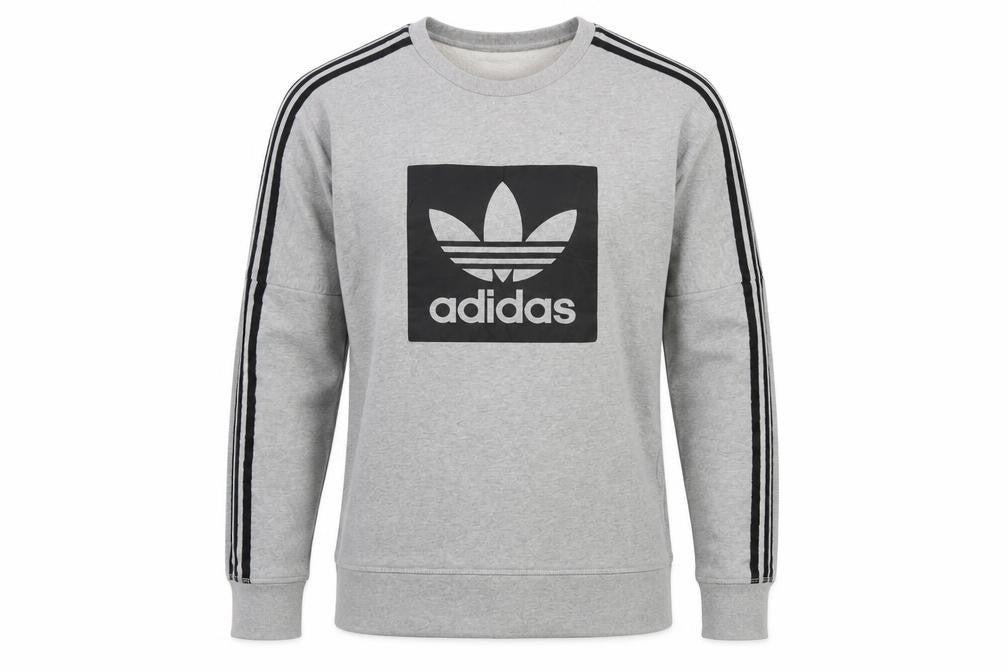 Adidas Men’s Grey XS Pullover Sweatshirt Trefoil Logo 3 Stripe