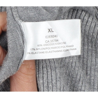 Windsmor Women Grey XL Scoop Neck Studded Cuff Knit Jumper