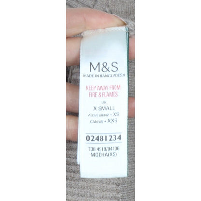 M&S Women’s Beige XS Cable Knit Crew Neck Balloon Sleeve Jumper