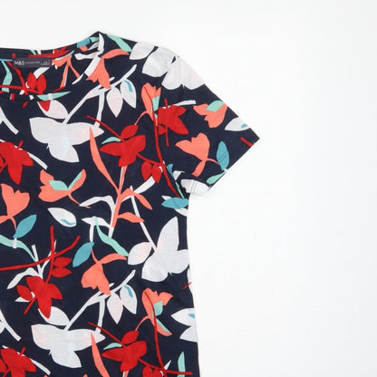 Marks and Spencer Women Multicoloured UK 8 Floral Jersey T-Shirt