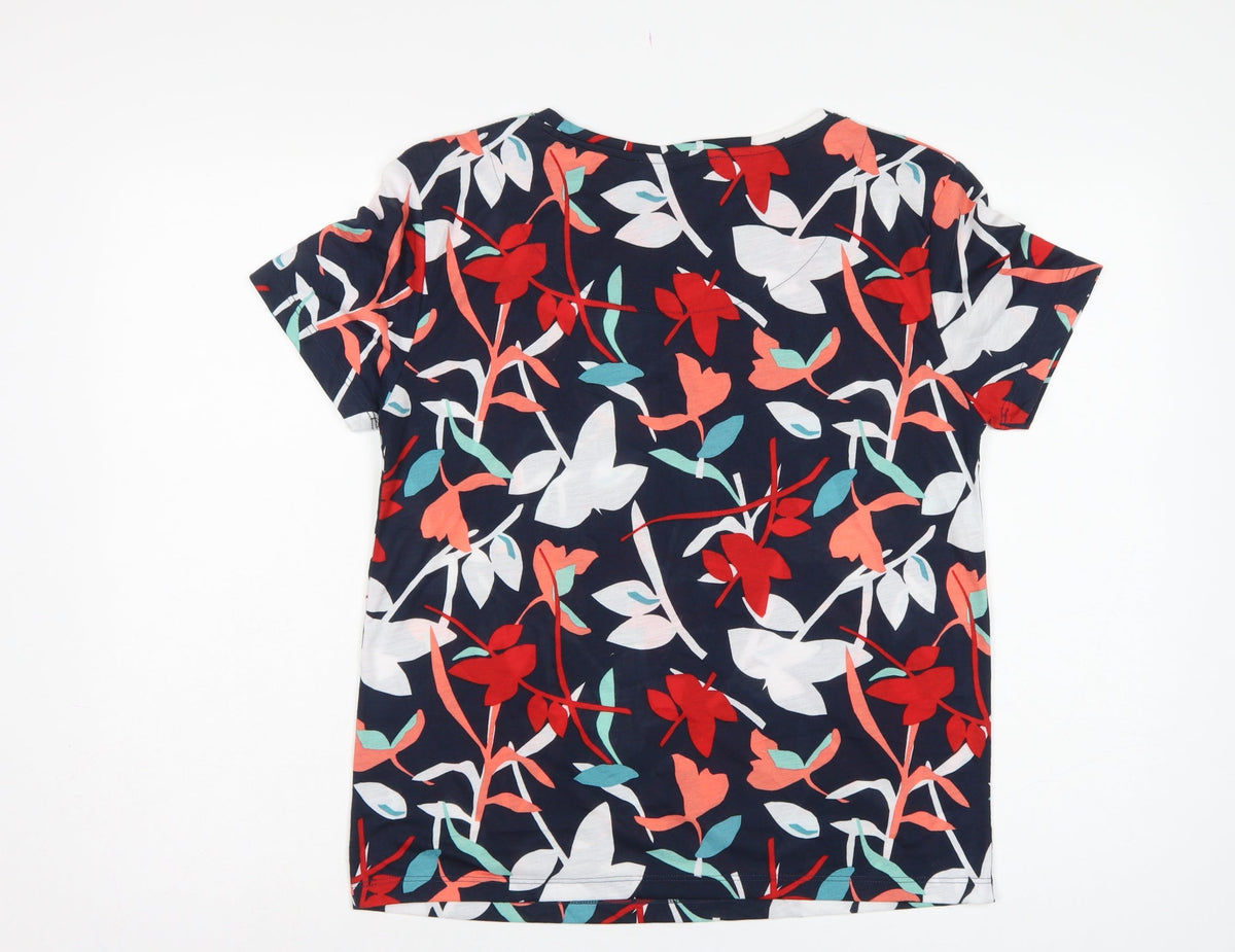 Marks and Spencer Women Multicoloured UK 8 Floral Jersey T-Shirt
