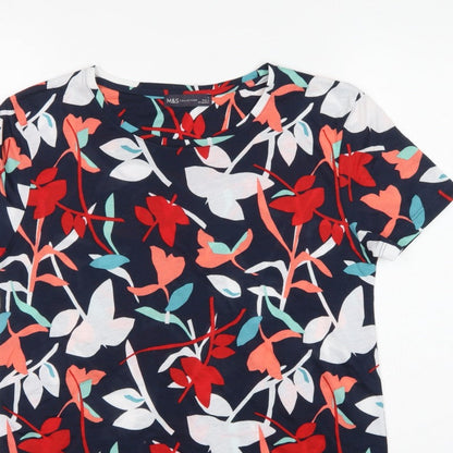 Marks and Spencer Women Multicoloured UK 8 Floral Jersey T-Shirt
