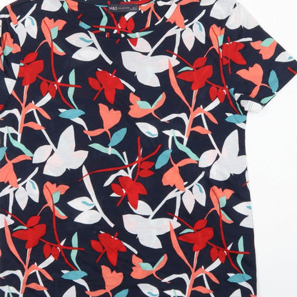 Marks and Spencer Women Multicoloured UK 8 Floral Jersey T-Shirt