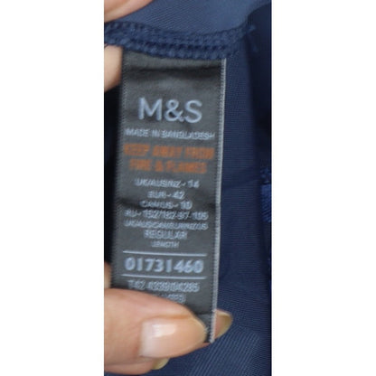 Marks and Spencer Women Blue UK 14 Velvet A-Line Knee Length Skirt