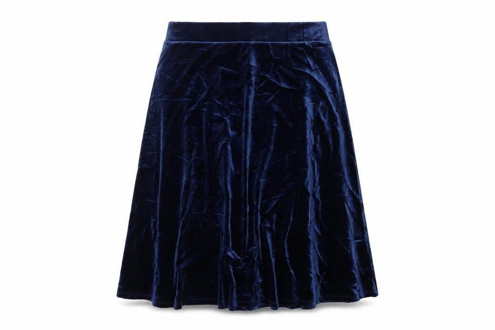 Marks and Spencer Women Blue UK 14 Velvet A-Line Knee Length Skirt
