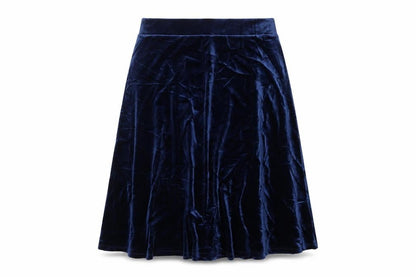 Marks and Spencer Women Blue UK 14 Velvet A-Line Knee Length Skirt
