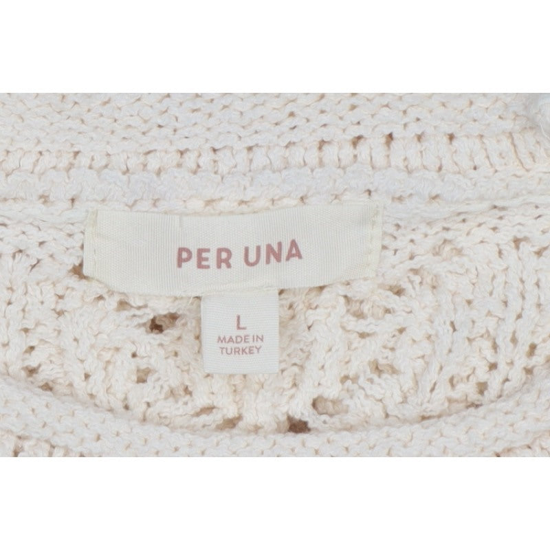 M&S Per Una Women Ivory L Open Knit Cotton Pullover Jumper
