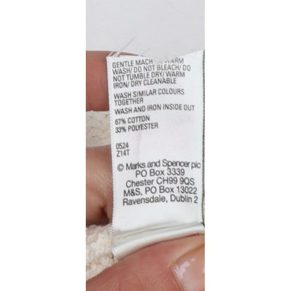 M&S Per Una Women Ivory L Open Knit Cotton Pullover Jumper