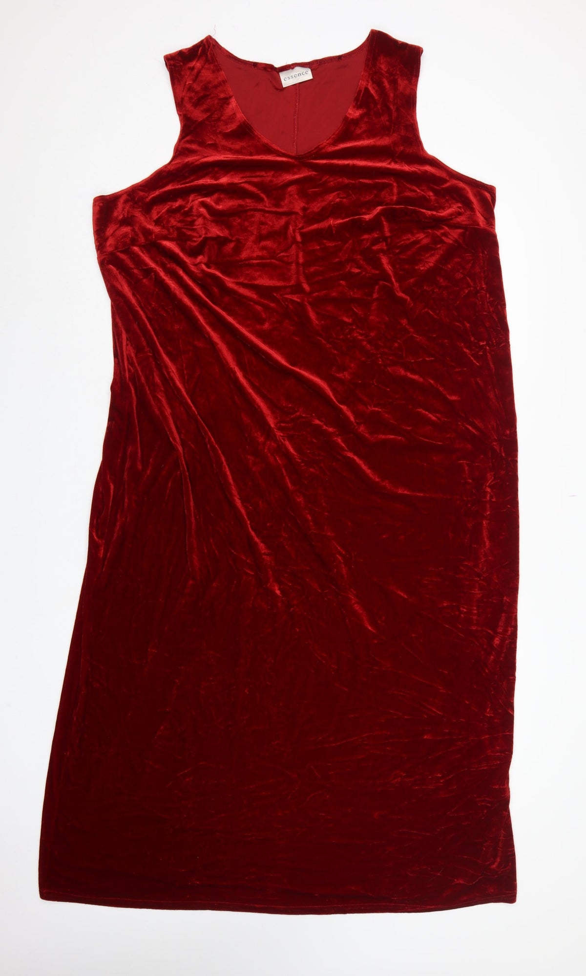 Essence Women Red Velvet UK 24 Sleeveless V-Neck Bodycon Party Dress