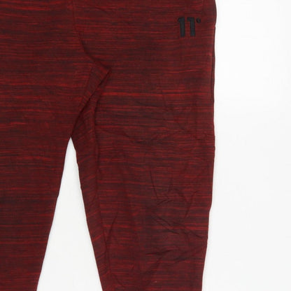 11° Men’s Red Marl Jogger Sweatpants Size S Elastic Waist Cuffed