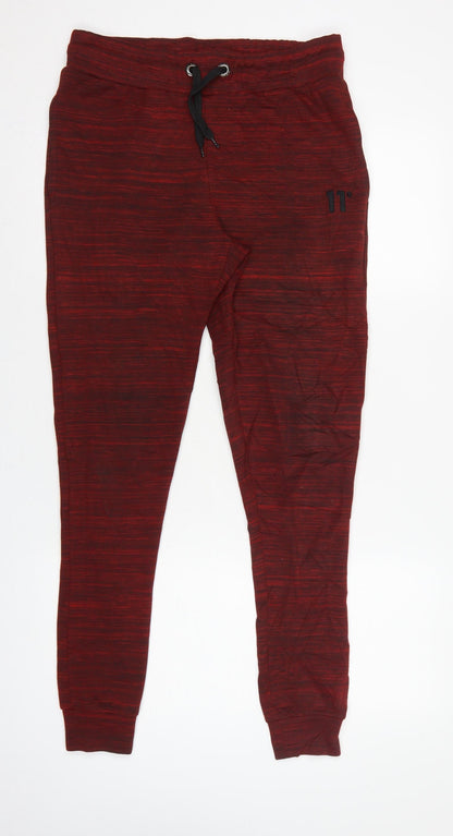 11° Men’s Red Marl Jogger Sweatpants Size S Elastic Waist Cuffed