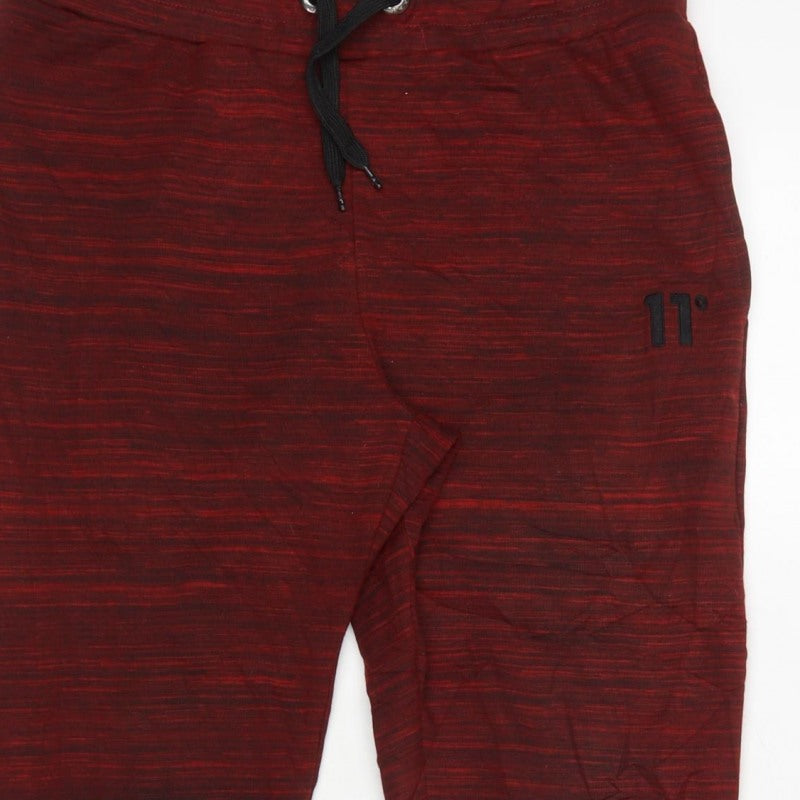 11° Men’s Red Marl Jogger Sweatpants Size S Elastic Waist Cuffed