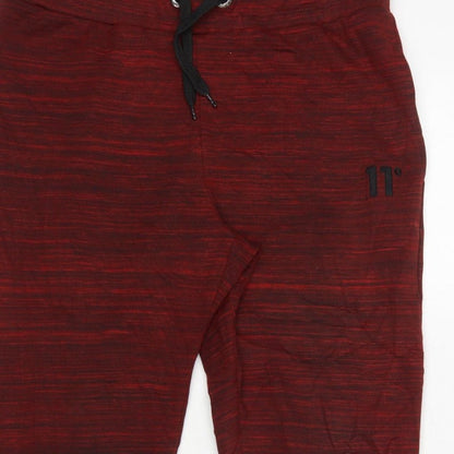 11° Men’s Red Marl Jogger Sweatpants Size S Elastic Waist Cuffed