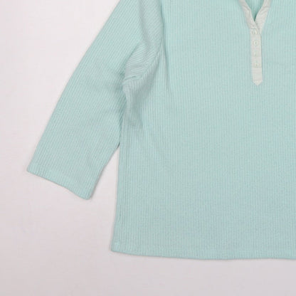 Dash Women Blue UK 18 Knit Collared Long Sleeve Polo Top
