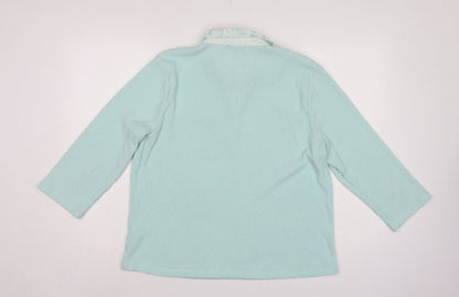 Dash Women Blue UK 18 Knit Collared Long Sleeve Polo Top