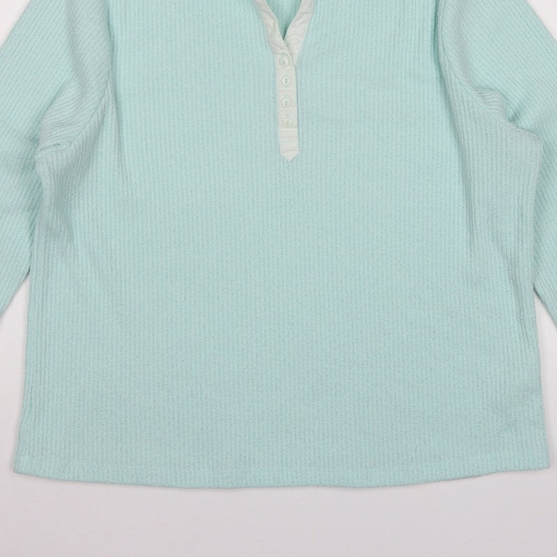 Dash Women Blue UK 18 Knit Collared Long Sleeve Polo Top