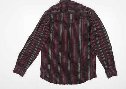 Next Men Black Pink Stripe Tailored Fit Shirt 16.5 Long Sleeve