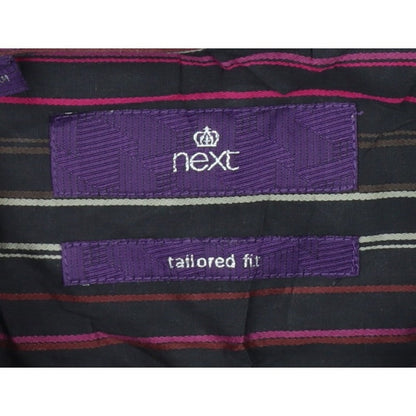 Next Men Black Pink Stripe Tailored Fit Shirt 16.5 Long Sleeve