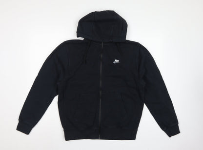 Nike Men's Black M Full Zip Hooded Fleece Sweatshirt Logo