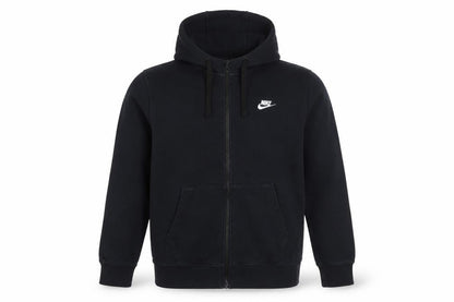 Nike Men's Black M Full Zip Hooded Fleece Sweatshirt Logo