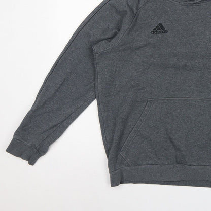 adidas Men’s Grey M Pullover Hoodie Logo Fleece Sports