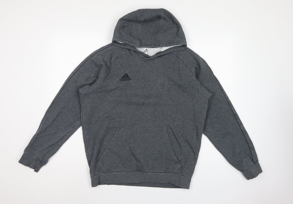 adidas Men’s Grey M Pullover Hoodie Logo Fleece Sports