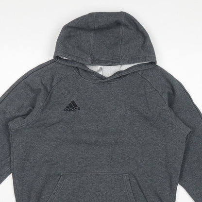 adidas Men’s Grey M Pullover Hoodie Logo Fleece Sports
