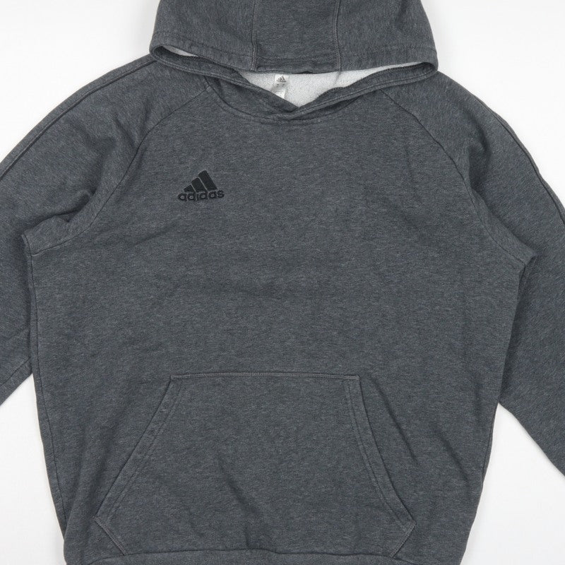 adidas Men’s Grey M Pullover Hoodie Logo Fleece Sports