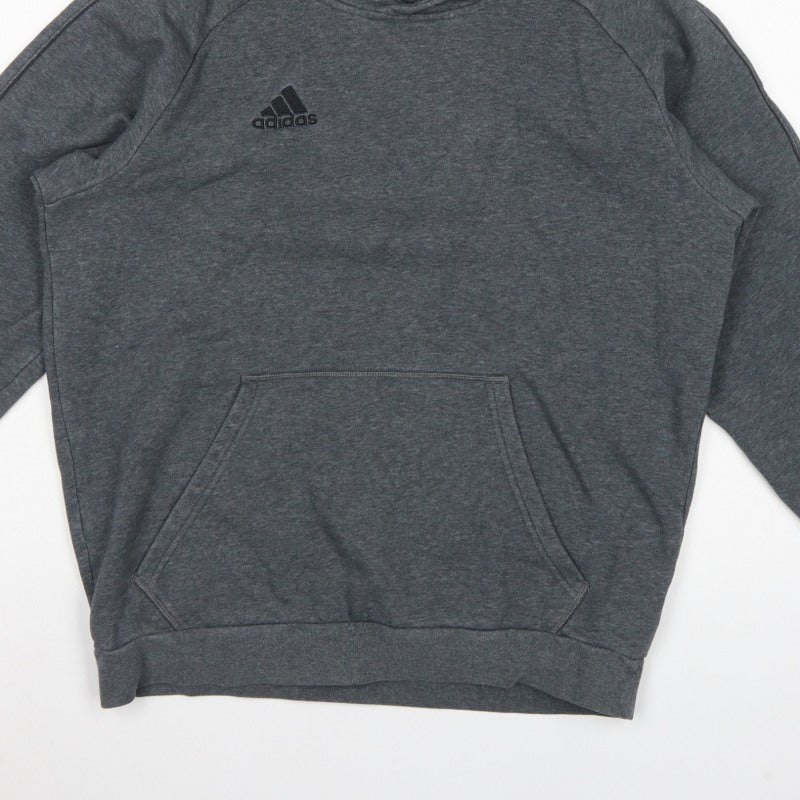 adidas Men’s Grey M Pullover Hoodie Logo Fleece Sports
